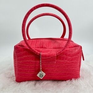 Susan Nichole Pink Crocodile Vegan Leather Oneness with Earth Hand/Cosmetic Bag